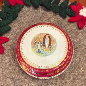 Limoges Decorative Red and Gold Trinket Box from Lourdes France